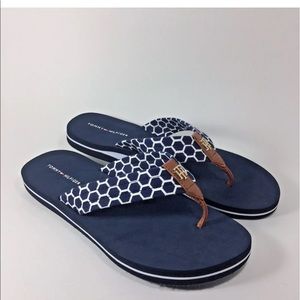 Tommy Hilfiger Honeycomb Navy Gold Sandal Thongs